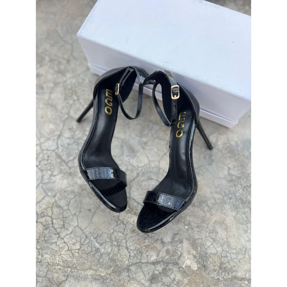 EGO Croc Embossed Stiletto Heeled Sandals