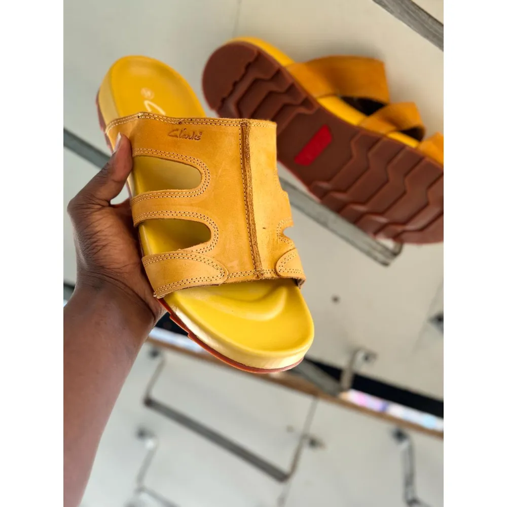 Clarks Leather Cut-Out Slide Sandals